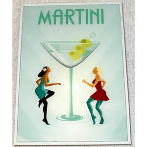 Martini Cocktail & Olive Ladies Dancing Picture Sign Home/ Commercial Bar Decor